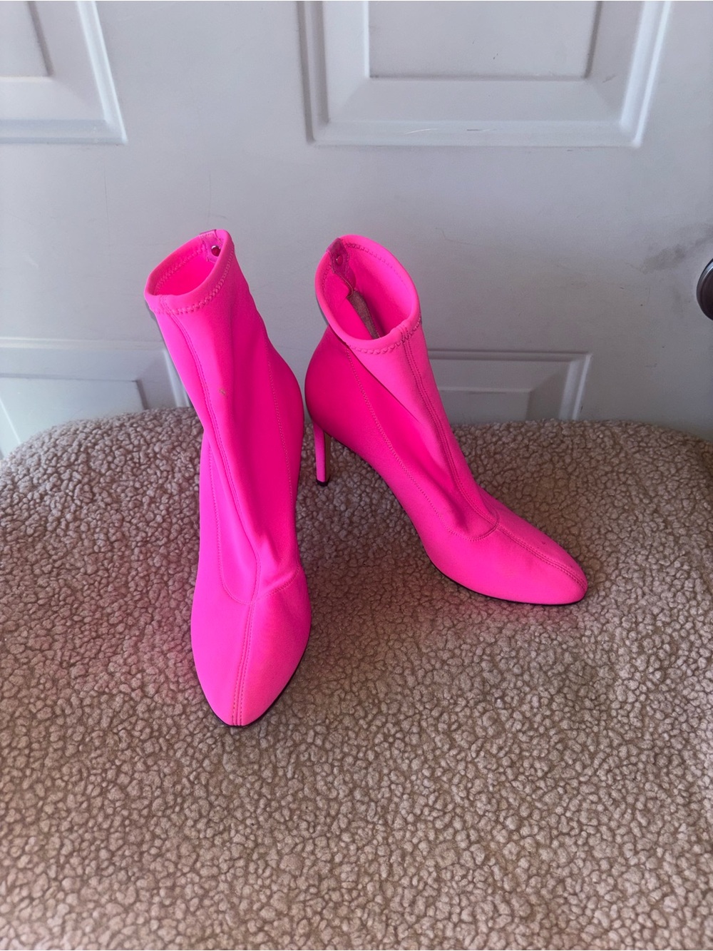 Giuseppe Zanotti pink neoprene scuba sock heeled ankle boots size 39 EU 8.5 US